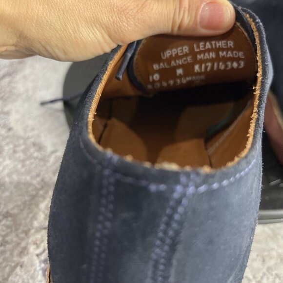 Walk Over Nubuck Suede Leather Shoes Mens Size US 10 M Navy Oxford Made in USA - Picture 7 of 7